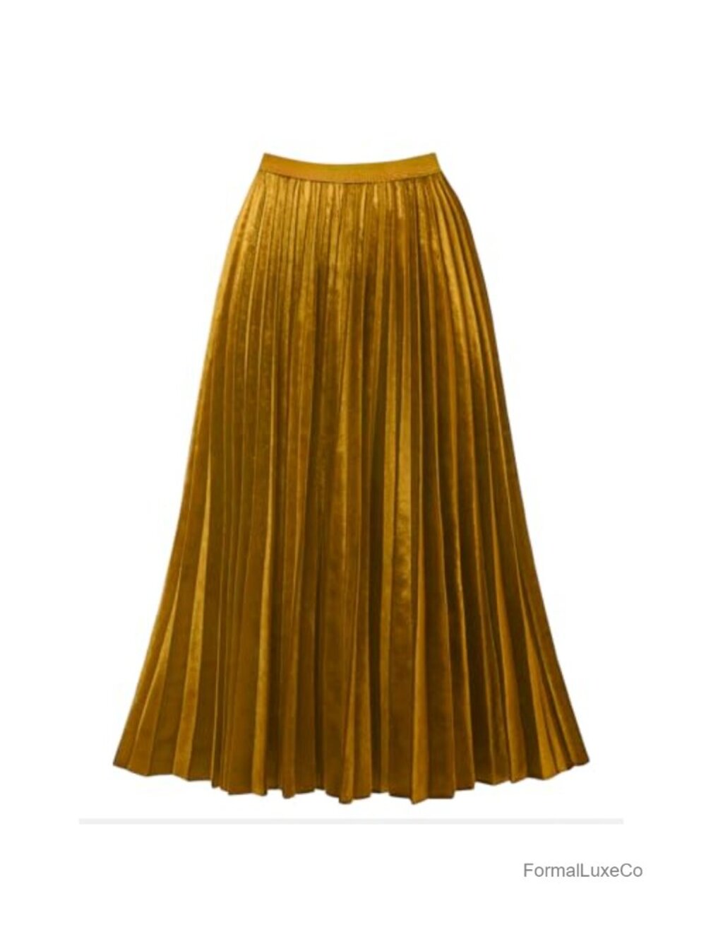 Pleated High Waist Flowy Midi Skirt Polyester Elastane A-Line